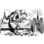 Vector illustration of man in dirty room